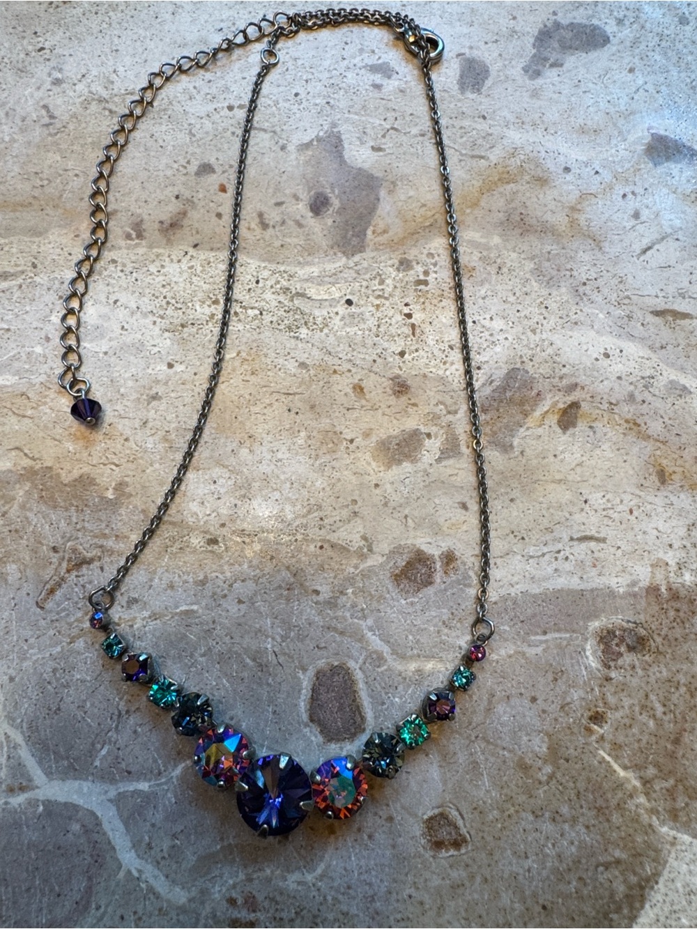 Sorrelli Iridescent Purple and Teal Crystal Necklace